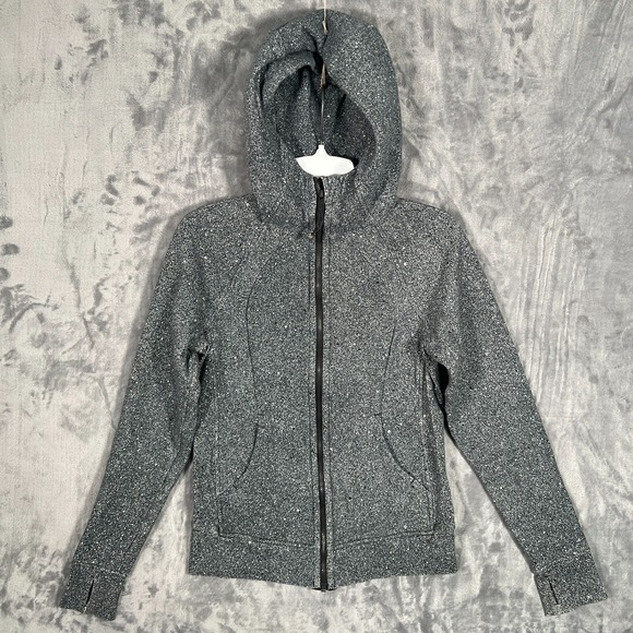 lululemon athletica Tops - Lululemon Scuba Hoodie Womens 6 Full Zip Gray Sweatshirt Light Cotton Fleece